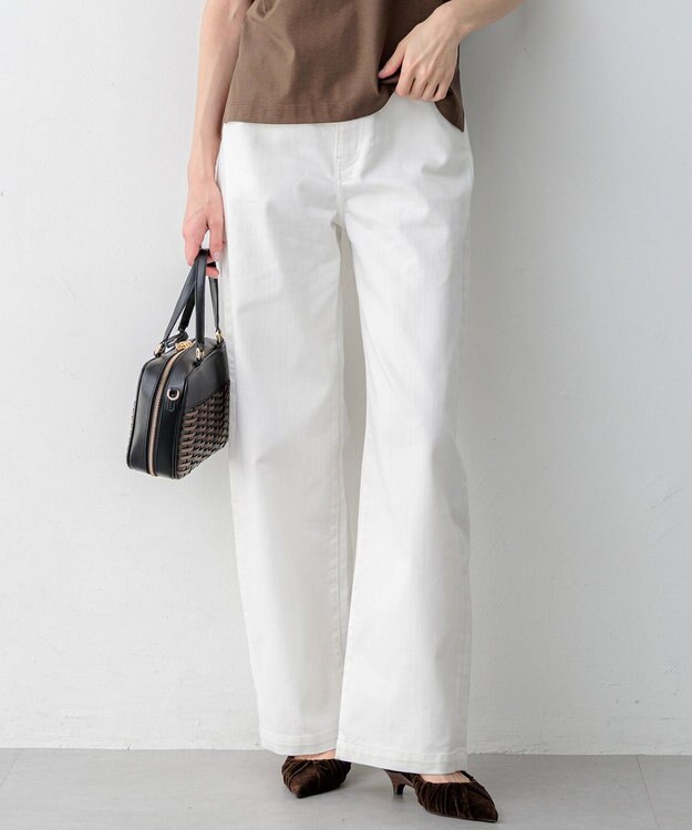 23区 【一部先行予約/接触冷感】23区DENIM サマー ストレート ワイド パンツ ホワイト系