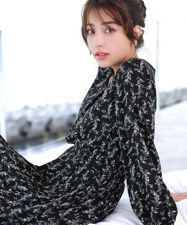 Tiaclasse 【洗える・新色追加】パフスリーブプリーツワンピース ブラックFL