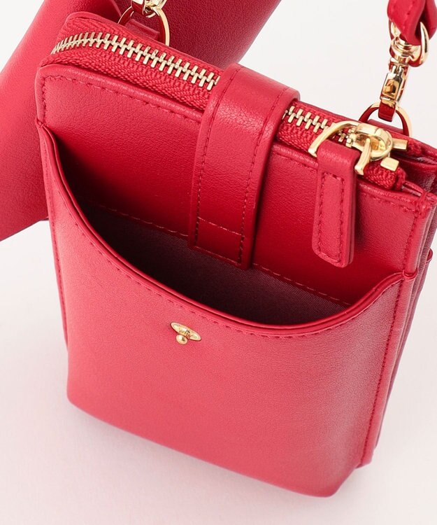J.PRESS LADIES 【セットアイテム】 エコバッグ付き スマホ ポシェット レッド系
