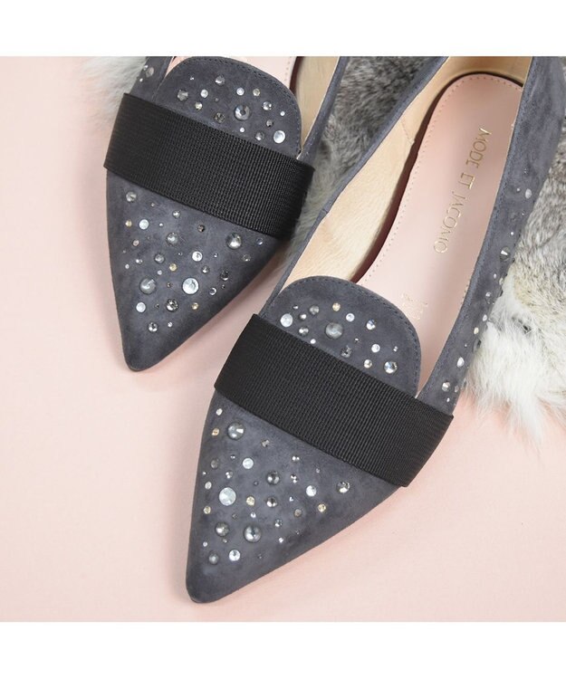 MODE ET JACOMO <MODE ET JACOMO>ラインストーン付きフラットパンプス グレースエード