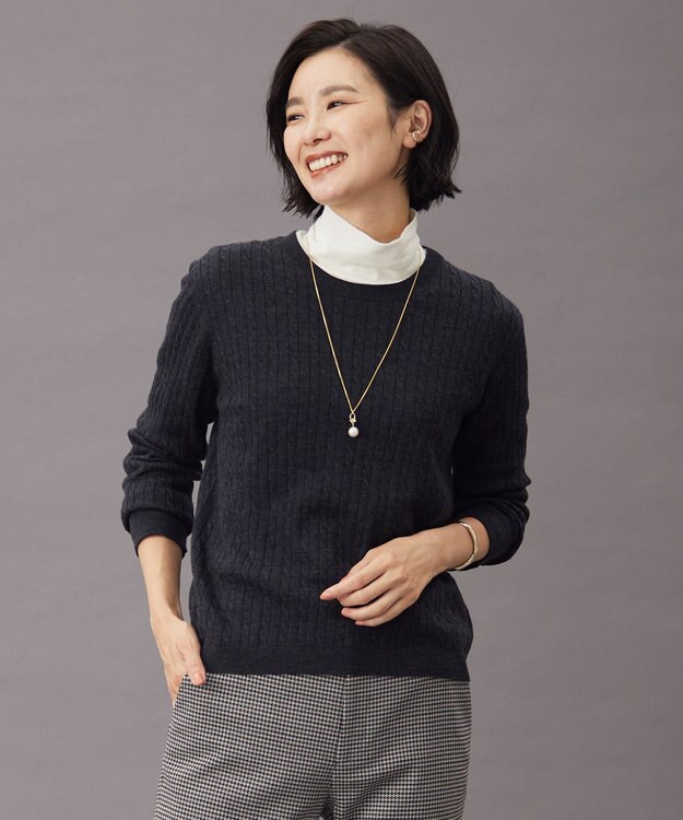 J.PRESS LADIES L 【洗える】KNIT BASIC クルーネック ニット グレー系