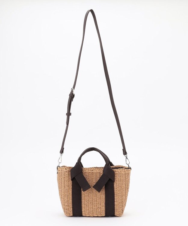 LA BAGAGERIE 【MONICA】リボンハンドル2WAYかごバッグ ダークチョコ