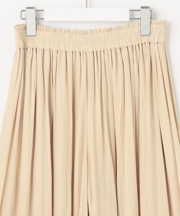 自由区 【セットアップ可/洗える】ブライトサテンライト ギャザーパンツ ベージュ系