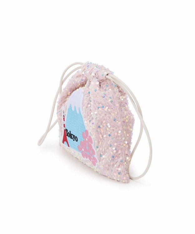TOPKAPI 【TREASURE TOPKAPI】スパンコール エンブロイダリー刺繍 巾着 バッグ / ポーチ ピンク