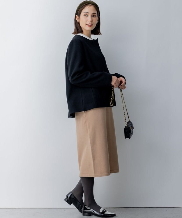 組曲 2WAYショートビーバー フーテッドコート ブラック系