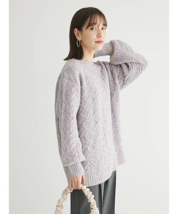 Green Parks フェアリーＭｉｘケーブルニットプルオーバー Purple