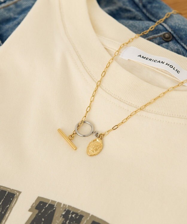 AMERICAN HOLIC ステンレスコインマンテルネックレス Gold