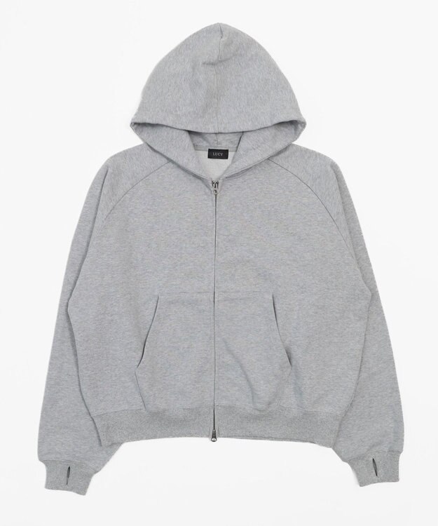 WEGO ショートZIPパーカー 杢グレー