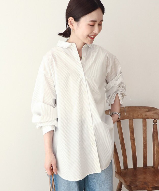 AMERICAN HOLIC 【イージーケア】バックギャザーリボンシャツ White