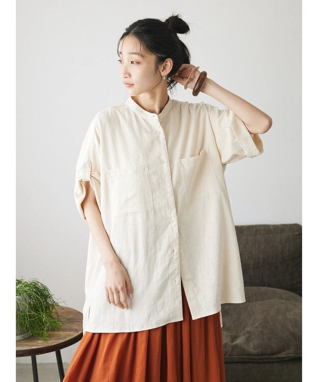 CRAFT STANDARD BOUTIQUE 【キナリノ別注】リネンレーヨンWポケットシャツ Ivory