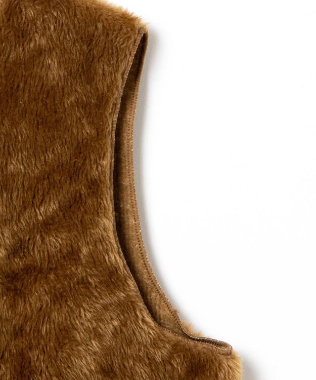 WEGO フェイクファーBIGベスト ブラウン