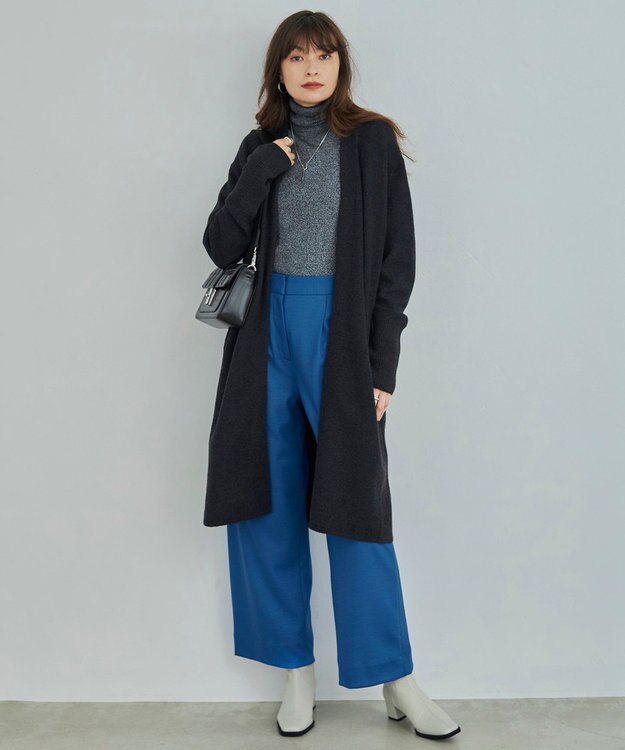 ICB 【洗える】 ウォッシャブルウールジャージー ワイドパンツ サファイア系