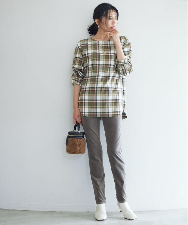 23区 【洗える】23区DENIM ベルベットストレッチ スキニーパンツ トープ