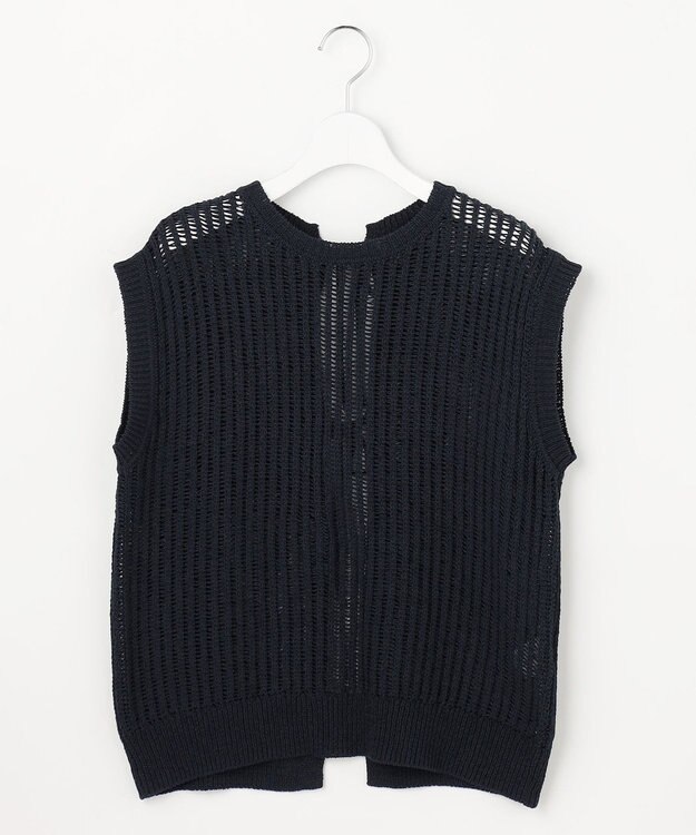 自由区 【レイヤード・旬スタイル】リネンコットン ベスト ネイビー