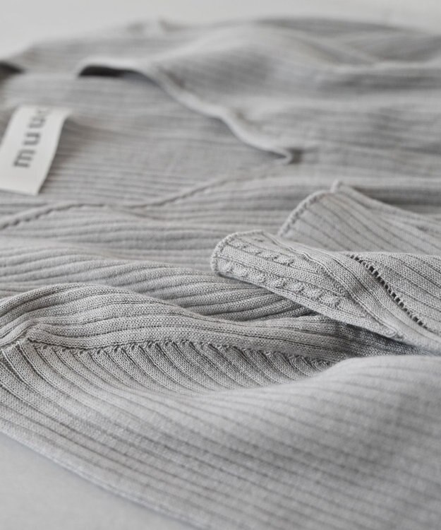 muuc 〈高品質シルク＆スーピマ超長綿〉〈洗えるニット〉〈通年着られる〉袖口模様編み プルオーバー グレー