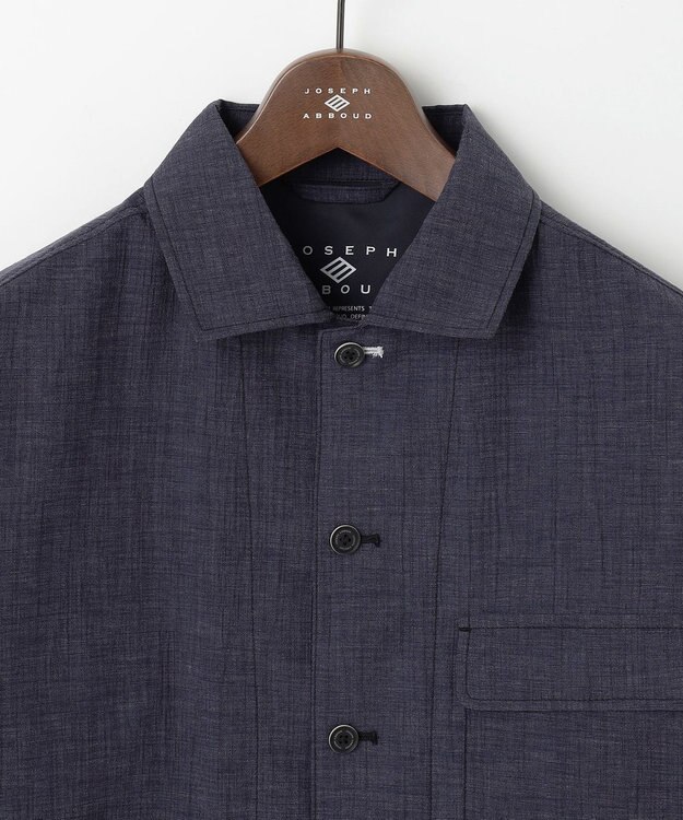 JOSEPH ABBOUD 【洗える・麻混】クールリネン シャツ ネイビー系