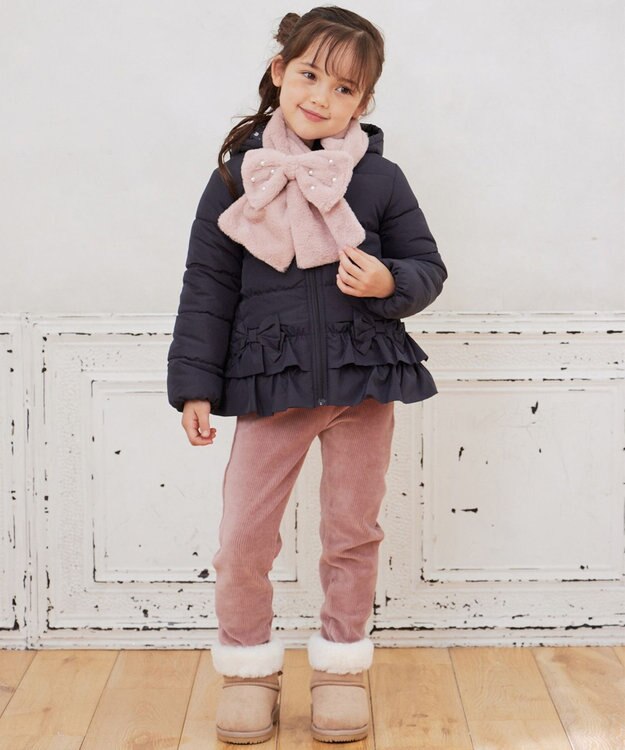 ANY KIDS 【洗濯機OK】中綿リボンコート ネイビー