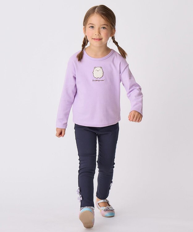 ANY KIDS 【すみっコぐらし】サガラ刺繍 長袖 Tシャツ ラベンダー×しろくま