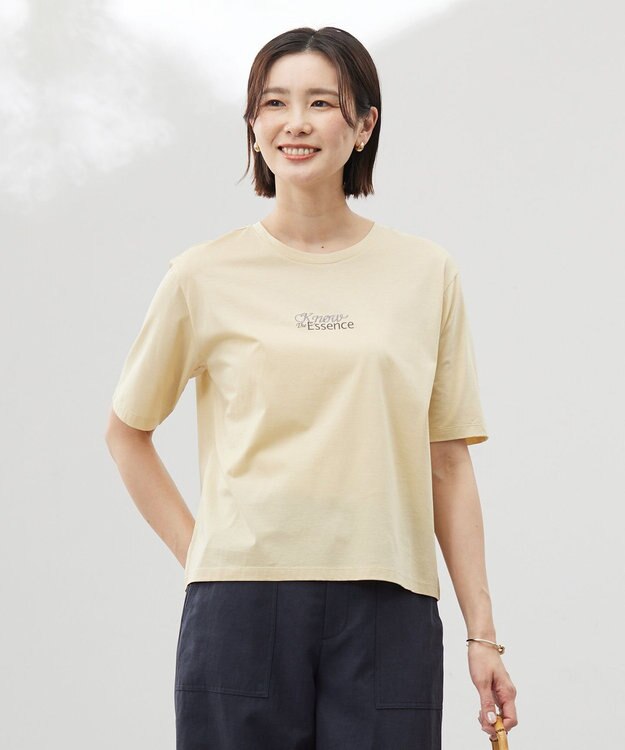 J.PRESS LADIES 【洗える】ロゴ Tシャツ イエロー系