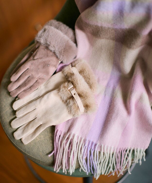 ANY SIS ウールニュアンス ストール ピンクチェック