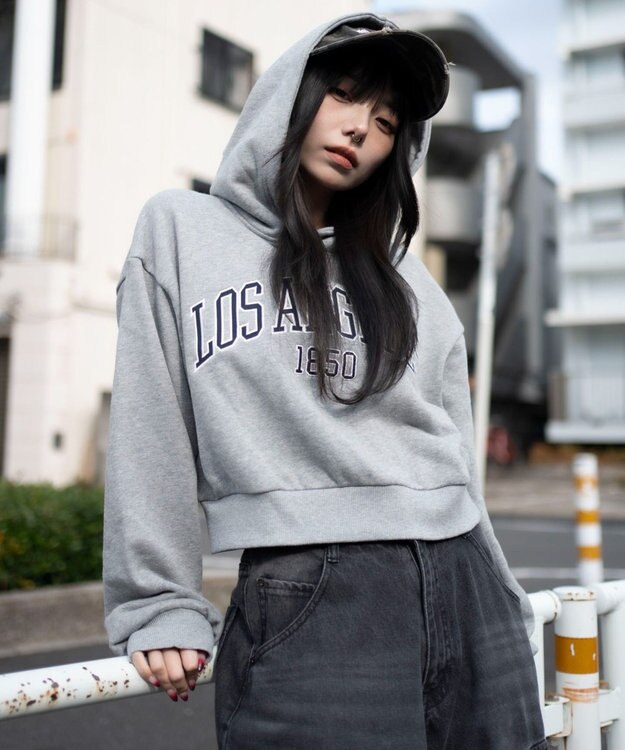 WEGO グラフィックショートプルパーカー グレーその他