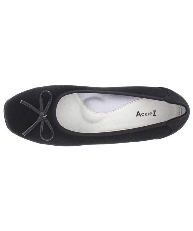 AcureZ カラーバリエーション豊かな人気NO.1リボンバレエ「母趾にやさしい美パンプス」 ブラックサテン