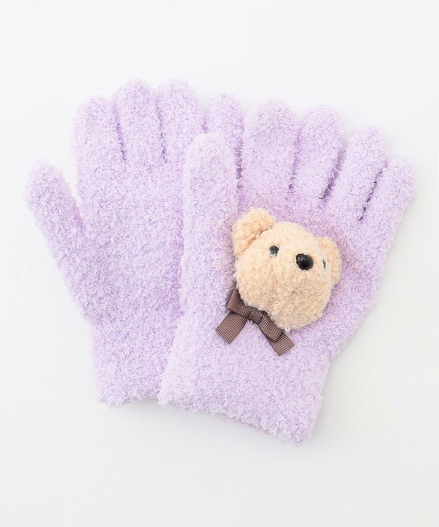 ANY KIDS 立体 アニマル モチーフ 手袋 ラベンダー×クマ