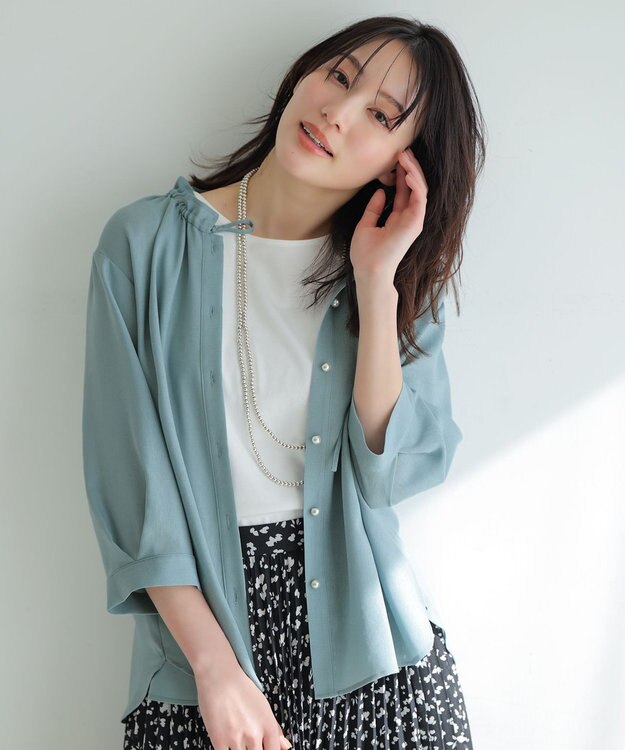 ANY SIS 【2WAY】スムージーポリエステル フリルネック ブラウス