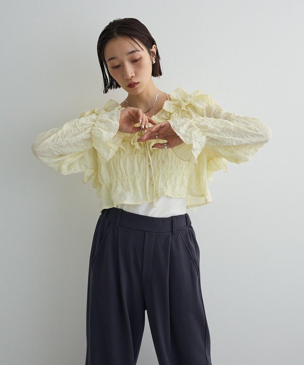 Green Parks ２ＷＡＹフリルブラウス Ivory