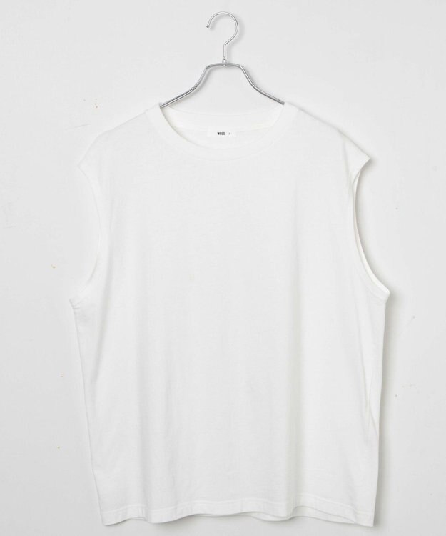 WEGO 【5色3サイズ展開/ユニセックス着用ITEM/洗える/綿100%】スリーブレスコットンT ホワイト
