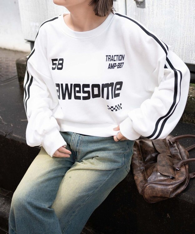 WEGO ゲームグラフィック2ラインショートスウェット ホワイト