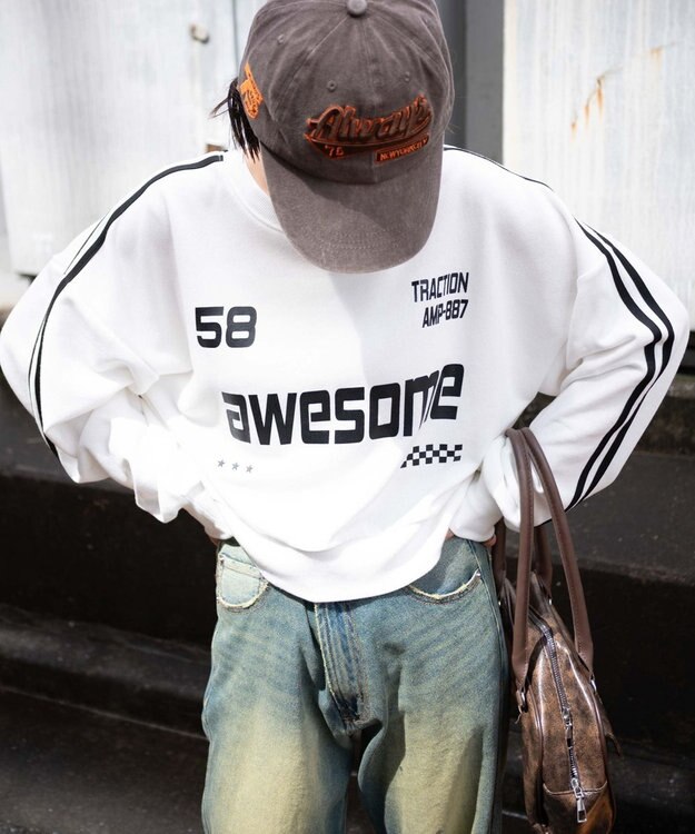 WEGO ゲームグラフィック2ラインショートスウェット ホワイト