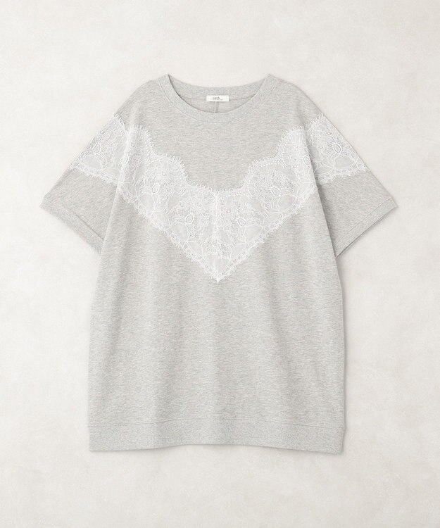 earth music&ecology レース切替ドルマン裏毛プルオーバー Gray Mixture