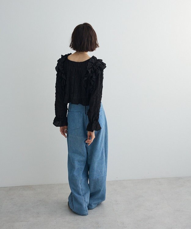 Green Parks ２ＷＡＹフリルブラウス Black