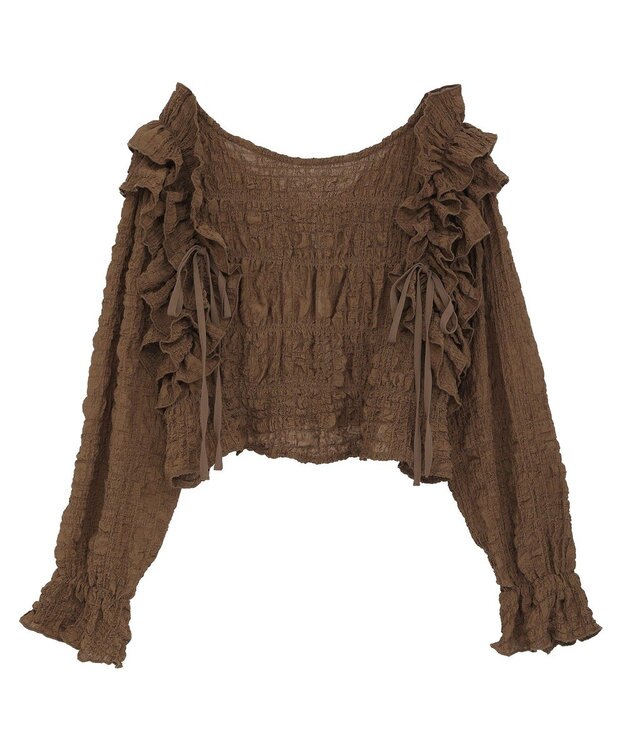 Green Parks ２ＷＡＹフリルブラウス Brown