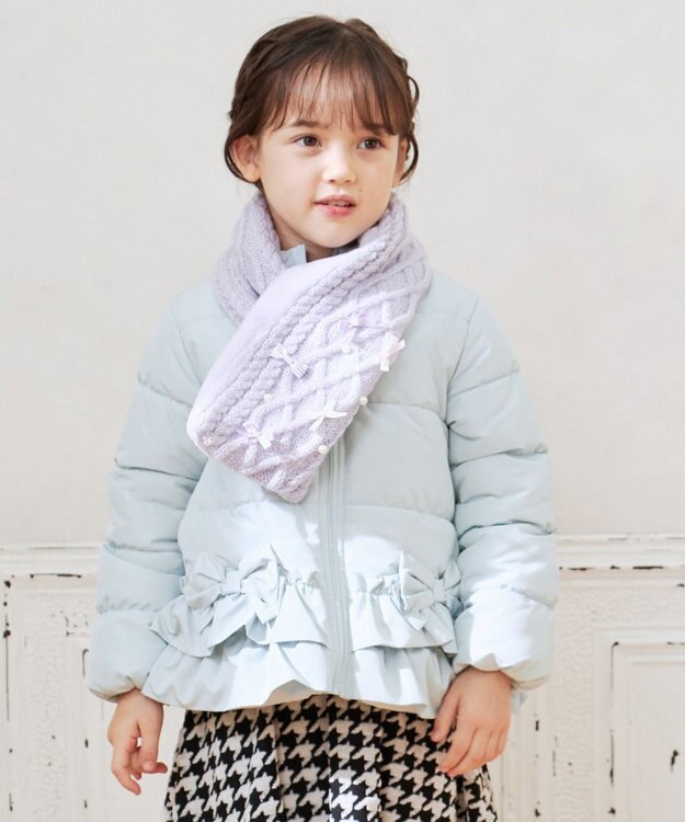 ANY KIDS 【洗濯機OK】中綿リボンコート ミント