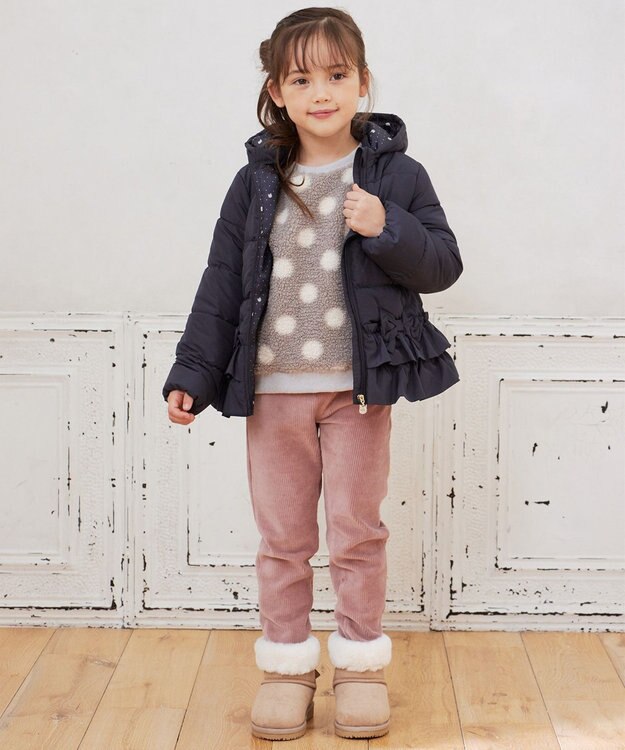 ANY KIDS 【洗濯機OK】中綿リボンコート ネイビー