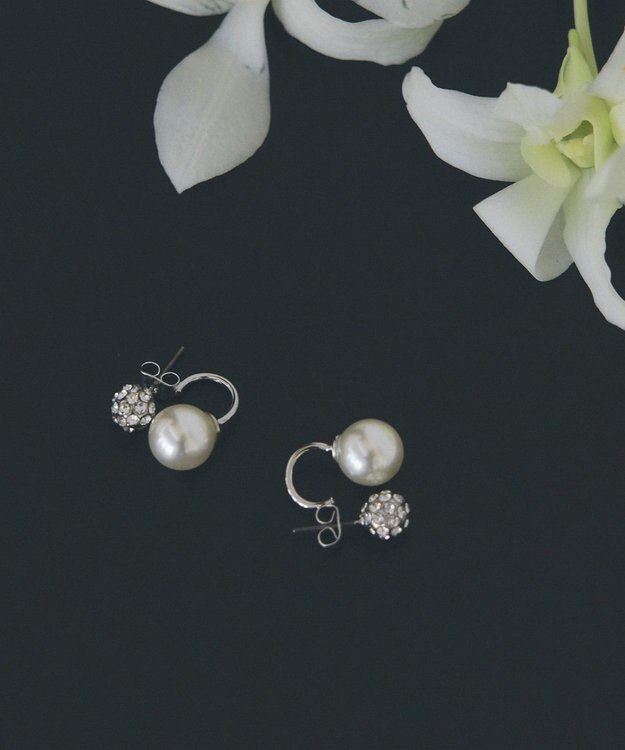 YECCA VECCA パヴェボールパールピアス Silver