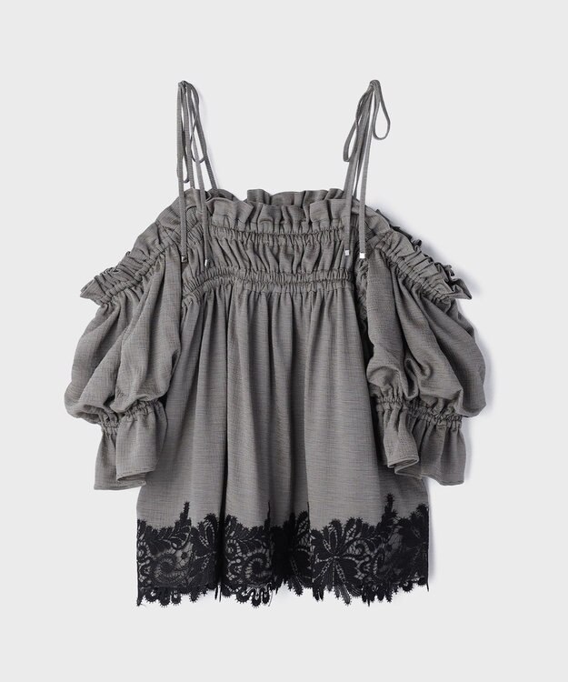 GRACE CONTINENTAL ギャザーフレアトップ カーキ