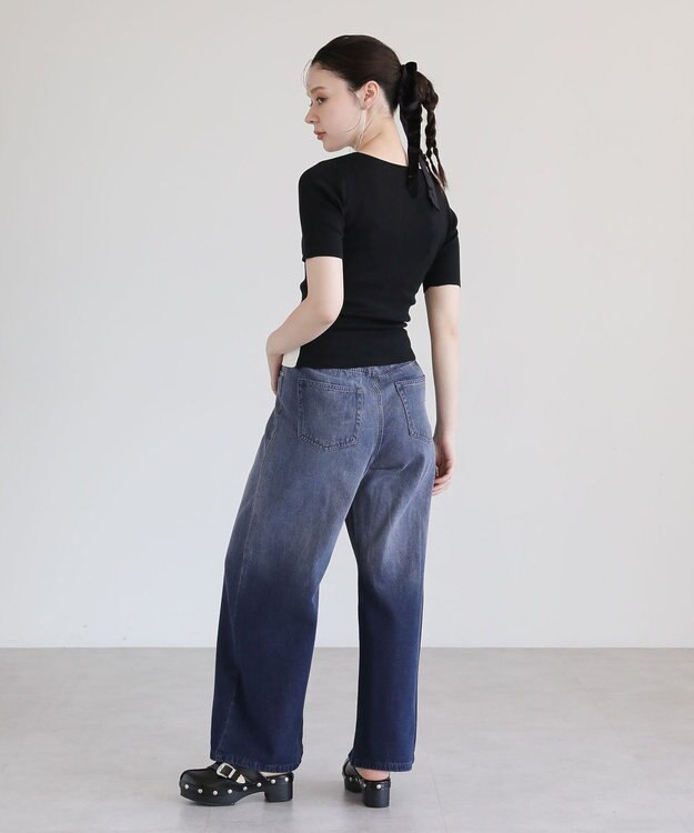 Green Parks ・Ｐｅｔｉｔ　Ｆｌｅｕｒ　バイカラーレイヤードニット Black