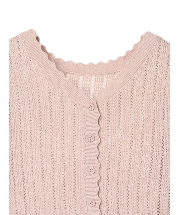 earth music&ecology ２点ＳＥＴ透かし編みカーディガン＋裾フレアスカート Pink