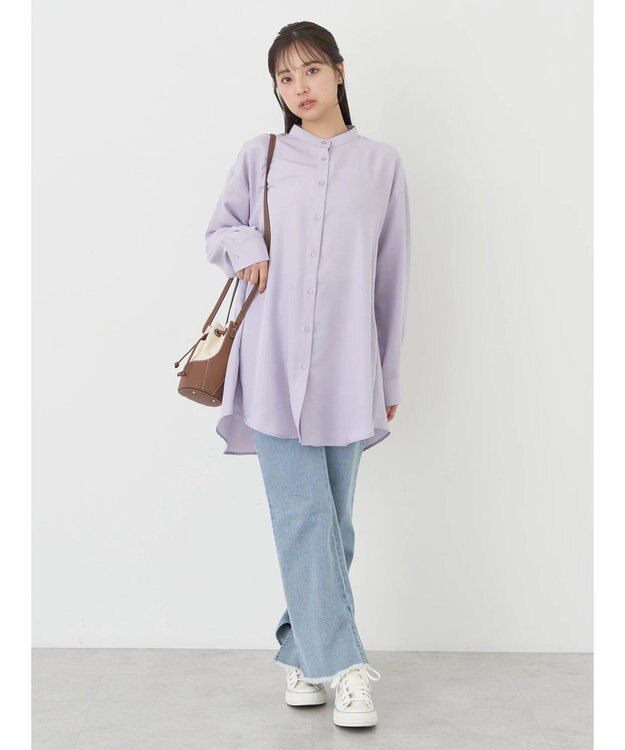 earth music&ecology バックデザインシャツ Lavender