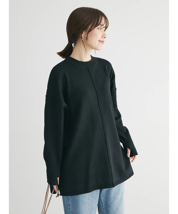 Green Parks もちやわ　ニットチュニック Black