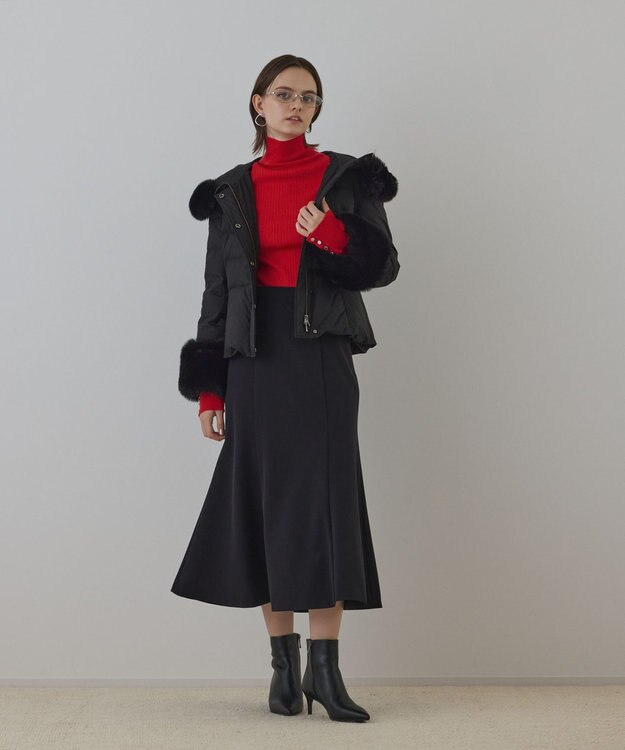 GRACE CONTINENTAL エコファーショートダウンジャケット ブラック