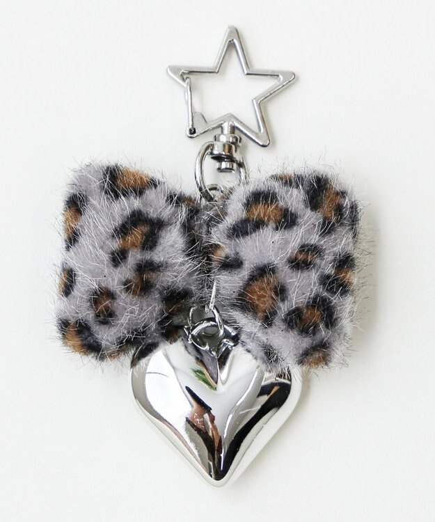 WEGO レオパードリボンキーホルダー グレー