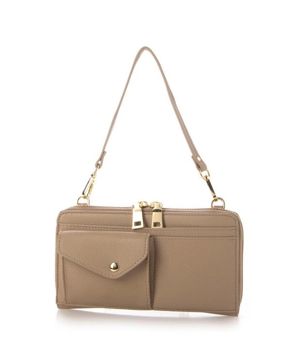 UNBILLION カシュカシュ cachecache / リールキー付きウォレットショルダーバッグ ベージュ