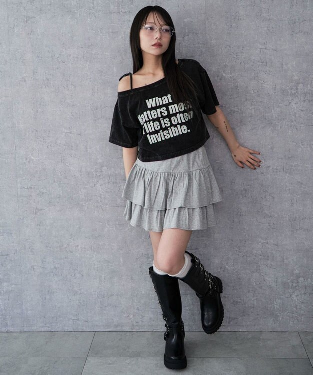 WEGO 2WAYオフショルショートT 柄6