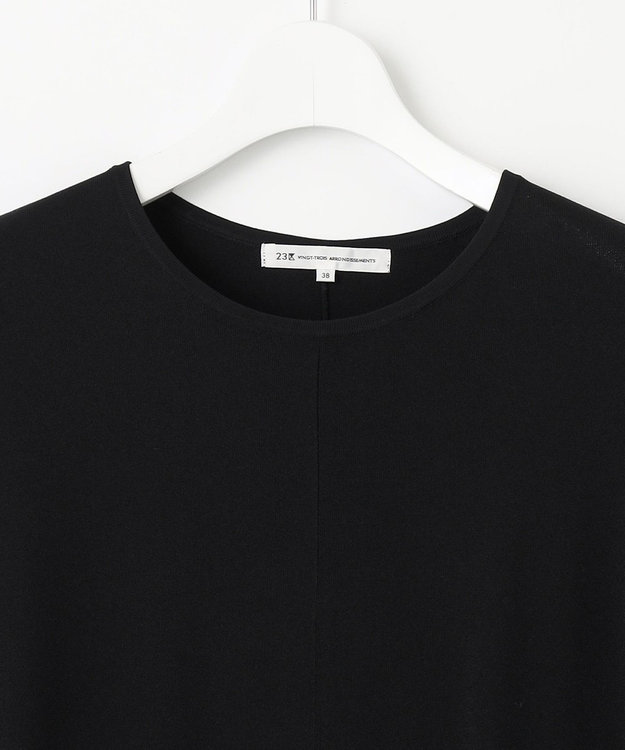 23区 【洗える】レーヨンポリエステルストレッチ フレア ワンピース ブラック系