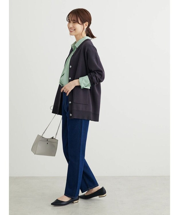 Green Parks ミドル丈モックネックカーディガン Dark Gray