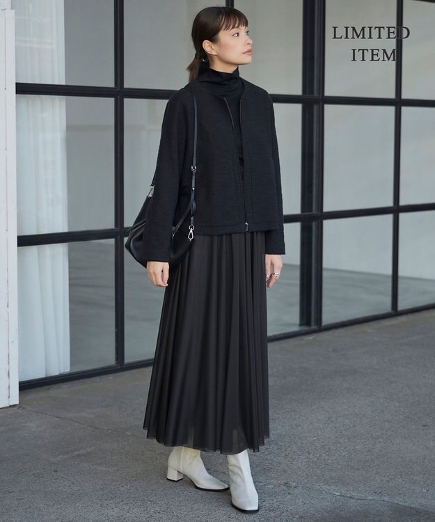 ICB 【WEB限定・洗える】 ツイードインレイ ブルゾン ブラック系